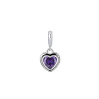 wholesale 925 Sterling Silver Women's Zodiac Birthstone Heart Necklace, Ins Style, Versatile Diy Pendant, Ready Stock Wholesale-A2387-Purple Blue Single Pendant 925 Silver