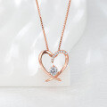 wholesale S925 Sterling Silver Europe & US Cross-Border Minimalist Luxury Heart-Shaped Diamond Pendant Necklace Factory Direct Wholesale-0-1