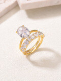wholesale S925 Silver Double Ring Design Women's Oval Main Stone Wedding Anniversary Gift Hot Selling Item-0-6
