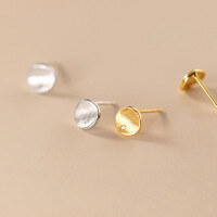 wholesale 925 Silver Korean-style Minimalist Fresh and Elegant Diamond-inlaid Geometric Concave Round Brushed Earrings G8971-S925 silver pair gold model>925 silver