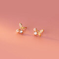 wholesale S925 silver cherry ear studs for women, Korean-style minimalist freshwater pearl simulated pearl diamond-studded earrings M00542-0-1