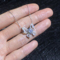 S925 Sterling Silver Cross-Border 1ct Moissanite Butterfly Pendant Necklace Wholesale-0-1