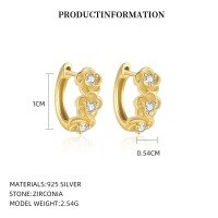 wholesale S925 Sterling Silver Floral Leaf Ear Clasp With Zirconia,。-E5578_White Zirconium_18K Yellow Plating_Swimming Paint_Palladium Base 925 Silver