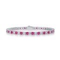 wholesale S925 Sterling Silver Lab-Grown Ruby Tennis Bracelet for Women Fashion Full Diamond Cross-Border Wholesale from Manufacturers-0-5