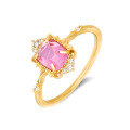 wholesale S925 silver-plated 14K gold red corundum white zircon ring for daily wear in fresh and sweet style-0-0
