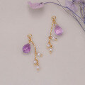 wholesale S925 Silver Plated 14K Gold Amethyst Ear Climber, French Retro Style, Niche Luxury-0-3