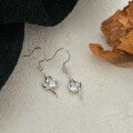 wholesale Fine Silver S999 Korean Style Minimalist Earrings with Inlaid Ear Hooks for Women, Light Luxury Fashion and Elegant Ear Accessories Trendy-0-4