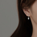 wholesale S925 Sterling Silver Small Fresh Bow Short Synthetic Pearl Ear Clasp Korean Version Minimalist Earrings M00934-0-3