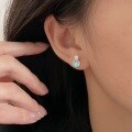 wholesale S925 Sterling Silver New Ocean Heart Earrings for Women with Swarovski Crystals, Fashionable and Versatile Korean-style Wholesale Ear Accessories-0-2