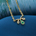 wholesale 925 Silver Japanese Light Luxury Jewelry Minimalist Small V-Shape Emerald Necklace, Petite and Versatile Collarbone Chain, Dropshipping-0-2