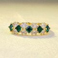 wholesale S925 Silver New Fashionable Colorful Artificial Emerald Row Diamond Ring for Women-0-0
