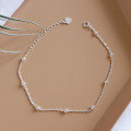 wholesale S925 Sterling Silver Minimalist Barrel Bead Ankle Chain Foot Jewelry for Women Students Korean Version-0-1
