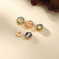 wholesale Gold-plated 925 ancient silver enamel Buddha through-hole Shan Gui coin spacer bead Yunyun lucky bead DIY bracelet cord accessory-0-1