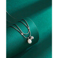 wholesale 925 Sterling Silver Freshwater Pearl Double Layer Snake Chain Necklace Women's Fashion Minimalist Niche High-End Versatile Choker-0-0