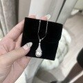 wholesale S925 Sterling Silver Sweet Full Diamond Snowman Hat Australian White Pearl Pendant Large Piece Mother-of-Pearl Collarbone Necklace-0-5