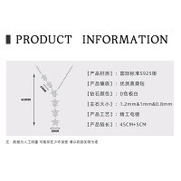 925 Silver 2-Carat Pink Diamond Invisible Necklace Mermaid's Tear Dopamine Pendant-Meteor necklace [White Gold]  925 Silver