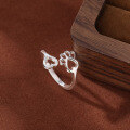 wholesale S925 Sterling Silver Cartoon Hollow-Out Cat Paw Print Dog Paw Print Toe Ring Tail Ring for Women-0-0