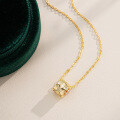 Sterling Silver Moissanite Honeycomb Mirror Pendant Necklace-0-0