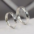 wholesale 925 Sterling Silver INS Retro European and American Style Couple Rings for Students, Adjustable Letter Ring for Men and Women-0-6