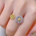 wholesale S925 Sterling Silver Red Elk All-Over Ins Double Daisy Openable Yellow Diamond Ring Elegant Fashion Exquisite Light Luxury Temperament-0-2