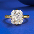 wholesale S925 Silver Gold-Plated New Imported High-Carbon Diamond Ring 8*10 White Ice Flower Cut for Cross-Border-0-5