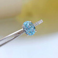 wholesale 925 Sterling Silver with High Carbon Diamond Blue Zircon 6*8mm Oval Radiant Ring for Women, Elegant Style-0-2