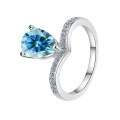 wholesale S925 sterling silver wholesale 2-carat crown teardrop pear-shaped moissanite ring women's jewelry high-end accessories-0-11