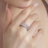 wholesale S925 Sterling Silver High-End Square Ice-Cut Zirconia Row Diamond Elegant Fashion Thick Ring for Women-DY121113-SW-BF 7