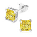 S925 Silver High Carbon Diamond Stud Earrings, 6*6mm Princess Cut, Clearance with Free Shipping-0-3