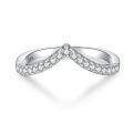 wholesale S925 Sterling Silver Women's White Gold V-Shaped Stackable Ring Cross-border Ins Wholesale Ring Non-fading-0-4