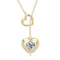 925 Silver Y-Tassel Pendant Necklace with Sparkling Moissanite Heart-0-3