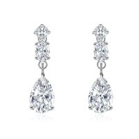 wholesale 14K Gold Light Luxury Cultivated Diamond Pear-Shaped Drop Earrings for Women, Trendy K Gold Earrings-14k gold and cultured diamond earrings (white gold)
