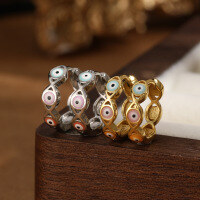 wholesale S925 sterling silver demon eye resin enamel ear cuff, trendy and creative INS earrings-Platinum>925 silver