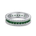 wholesale S925 Sterling Silver Light Luxury Geometric Four-Leaf Clover Stackable Ring for Women, Green and Versatile-0-10