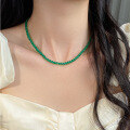 wholesale S925 Sterling Silver Exquisite Vintage Chinese Style Green Agate Necklace for Women Y01338-0-2