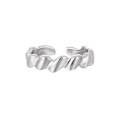 wholesale S925 Sterling Silver Minimalist Geometric Irregular Wave Design Statement Ring for Women-0-4
