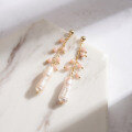 wholesale S925 Sterling Silver Powder Opal Natural Baroque Freshwater Pearl Tassel Earring Ear Studs for Women-0-2