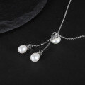 wholesale S925 Sterling Silver Natural Freshwater Pearl Necklace, Fashionable Light Luxury Ins Personality Elegance Collarbone Chain Pure Silver Necklace Jewelry-0-3