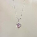 wholesale S925 Sterling Silver French Style Sparkling Violet Ice Flower Zircon Oval Pigeon Egg Pendant Full Diamond Collarbone Chain Multiple Styles-0-1