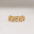 wholesale S925 Silver Plated 14K Gold Floral Design White Zircon Ring, Fresh, Sweet and Cute Style-0-0