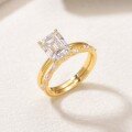 wholesale S925 Silver Emerald Cut Double Ring Stackable Ring for Women, Minimalist and Modern Luxury Engagement Anniversary Gift, Bestseller on Independent Websites-0-1