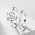 wholesale S925 Sterling Silver 2 Carat Four-Prong Moissanite Twist Shank Ring Set for Women, High-End Silver Jewelry-0-1