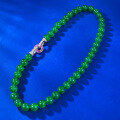 wholesale S925 silver jewelry live new style 100mm green chalcedony agate beaded women's unisex necklace-0-2
