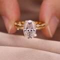 wholesale S925 Silver Oval Center Stone Stackable Ring for Women High-End Minimalist Wedding Band Cross-Border E-Commerce Best Seller-0-2