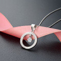 wholesale S925 Sterling Silver Full Diamond Japanese Korean Style Fashion Round Necklace with Jumping Heart Pendant Collarbone Chain for Women Wholesale-0-5