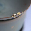 wholesale 9K Gold Dainty Hollow-Out Small Flower Cute and Elegant Student Stud Earrings-0-3