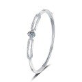 Sterling Silver Moissanite Half-Circle Bracelet, Women's Minimalist Light Luxury Design-0-3