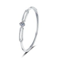 Sterling Silver Moissanite Half-Circle Bracelet, Women's Minimalist Light Luxury Design-High carbon stone  925 silver