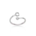 wholesale S925 Sterling Silver 26 Letter Ring, Fashionable Minimalist Everyday Versatile Open-Ended Adjustable One-Size Ring-0-7