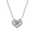 925 Sterling Silver Pendant with 1-Carat Moissanite Necklace, Geometric Heart-0-3